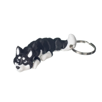 Brelok 3D Husky czarno-biały – brelok do kluczy pies, druk 3D